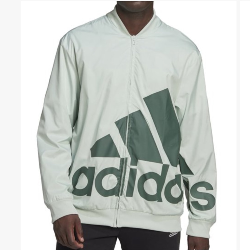 Adidas AEROREADY Essentials Giant Logo Woven Windbreaker Jacket Light Green
